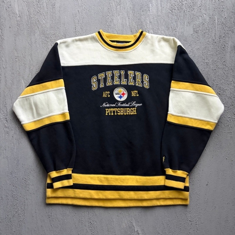 Vintage Pittsburgh Steelers Sweatshirt Large Black 1990s NFL Football Pro Player